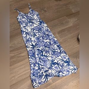 White and blue maxi dress